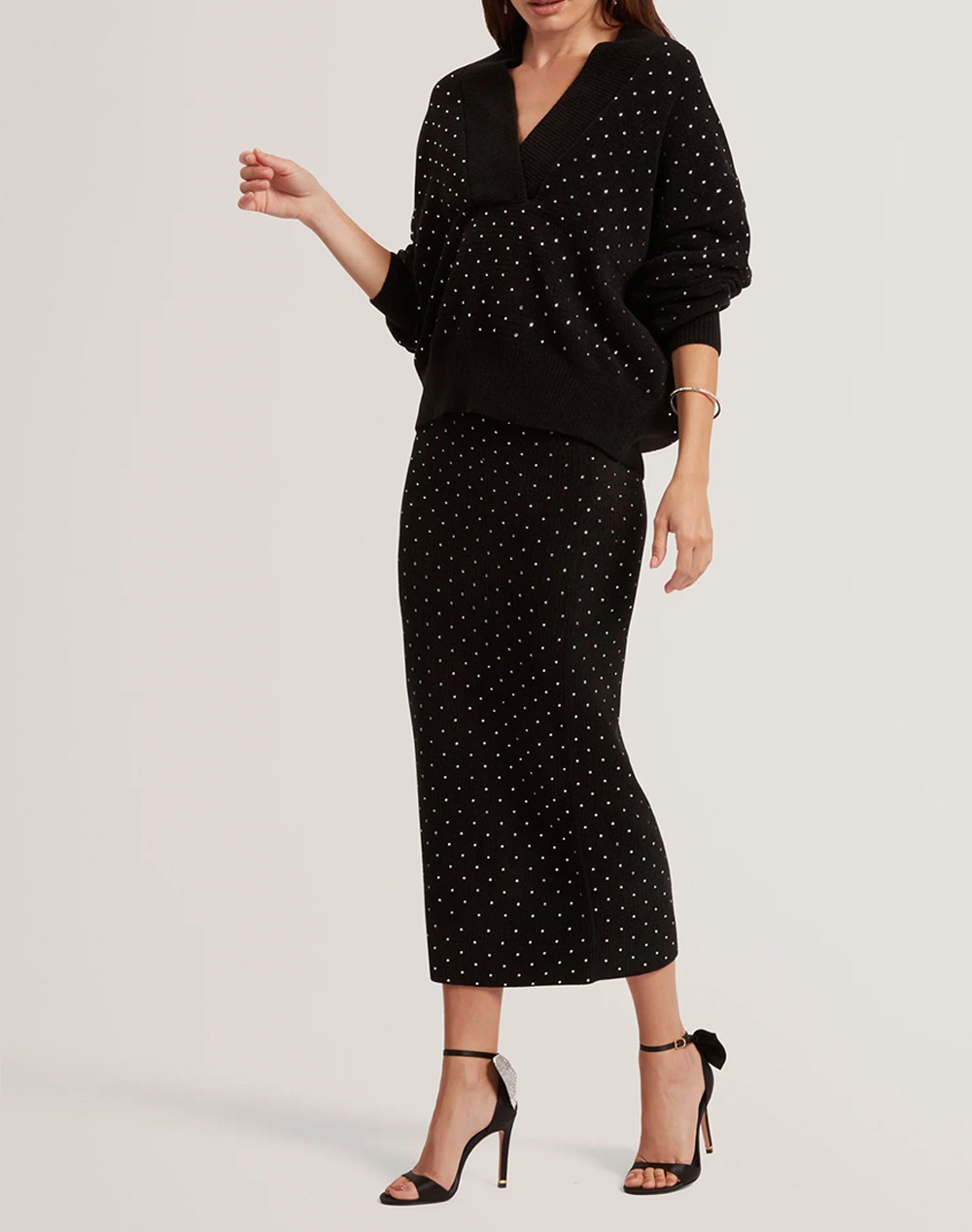 TED BAKER KEATA Fitted Hot Fix Midi Skirt