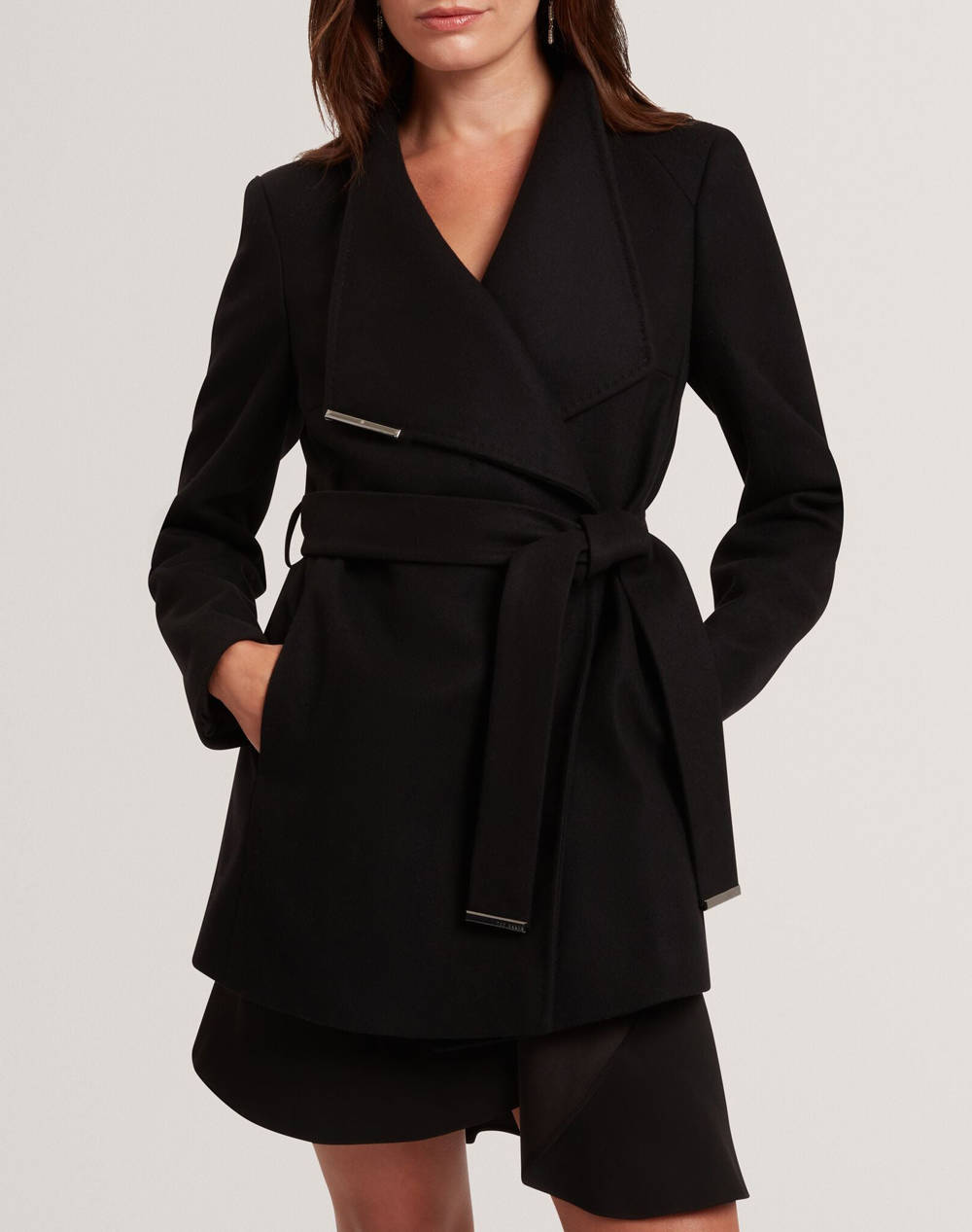 TED BAKER ROSESS Short Belted Wool Wrap Coat