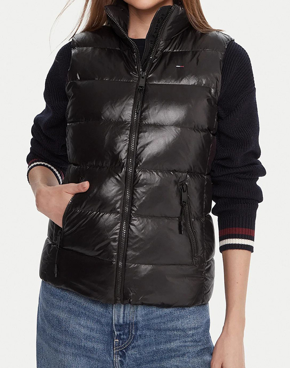 TOMMY JEANS TJW SLIM ZIP PRINT DOWN VEST