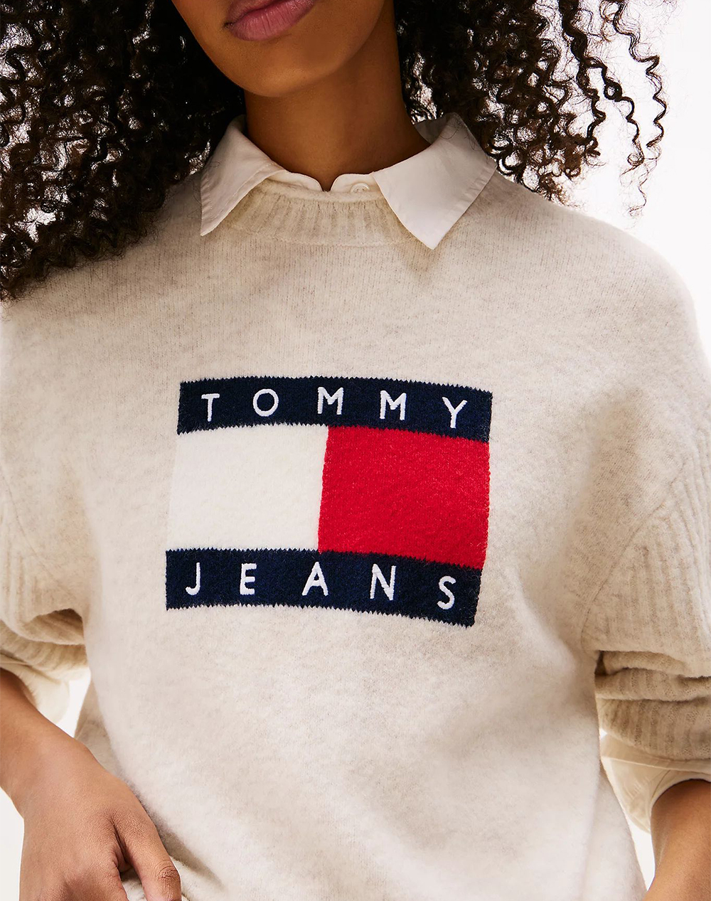 TOMMY JEANS TJW MELANGE FLAG SWEATER RIB EXT