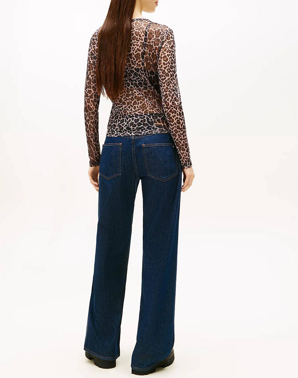 TOMMY JEANS TJW SLIM AOP MESH LS TOP EXT