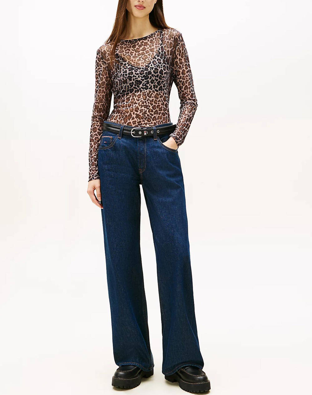 TOMMY JEANS TJW SLIM AOP MESH LS TOP EXT