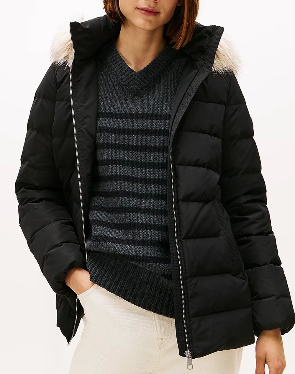 TOMMY HILFIGER MW DOWN SLIM JACKET WITH FUR