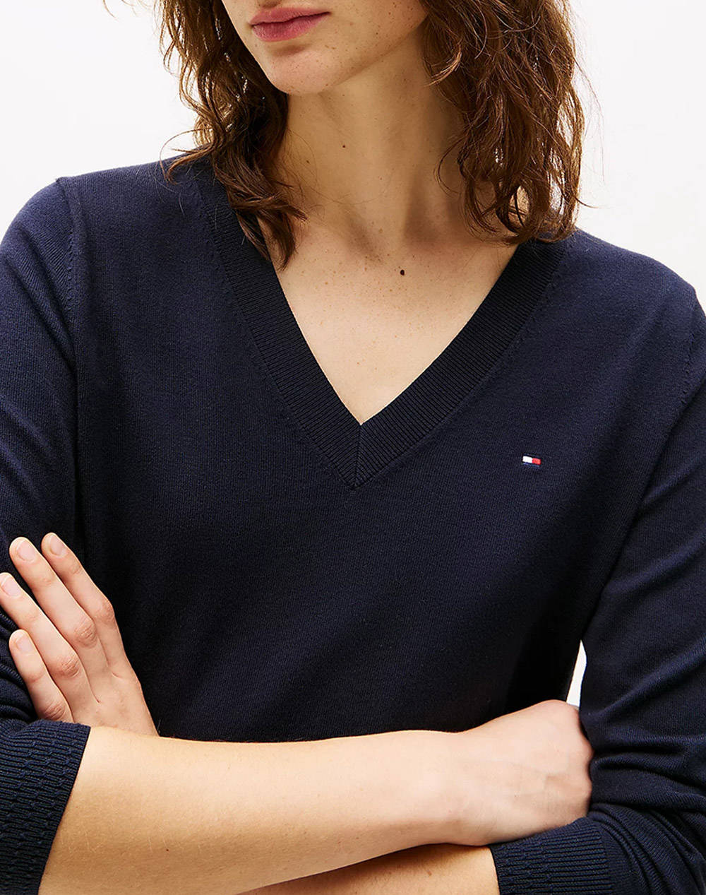 TOMMY HILFIGER CO JERSEY STITCH V-NK SWEATER