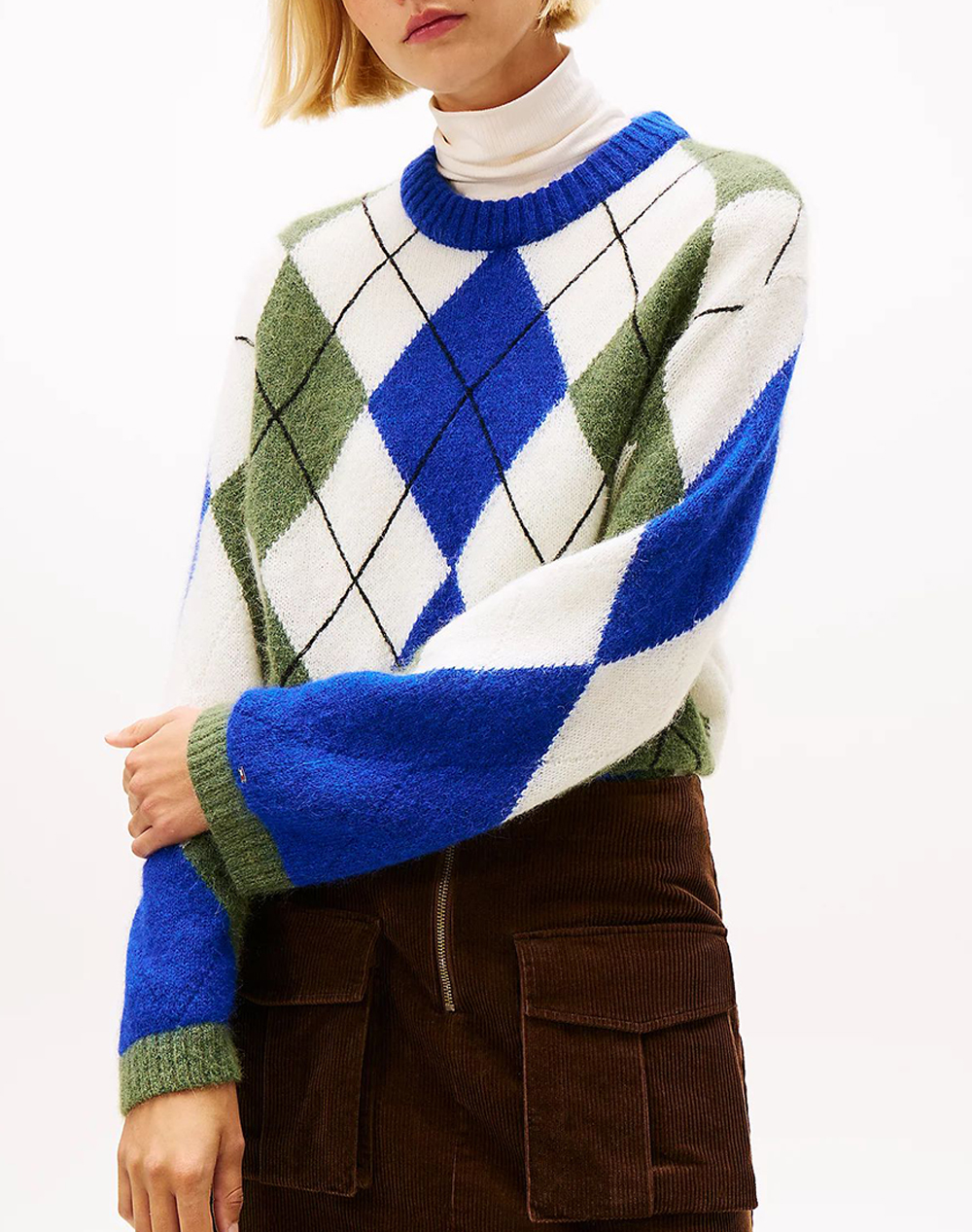 TOMMY HILFIGER ALPACA BLEND ARGYLE C-NK LS SWT