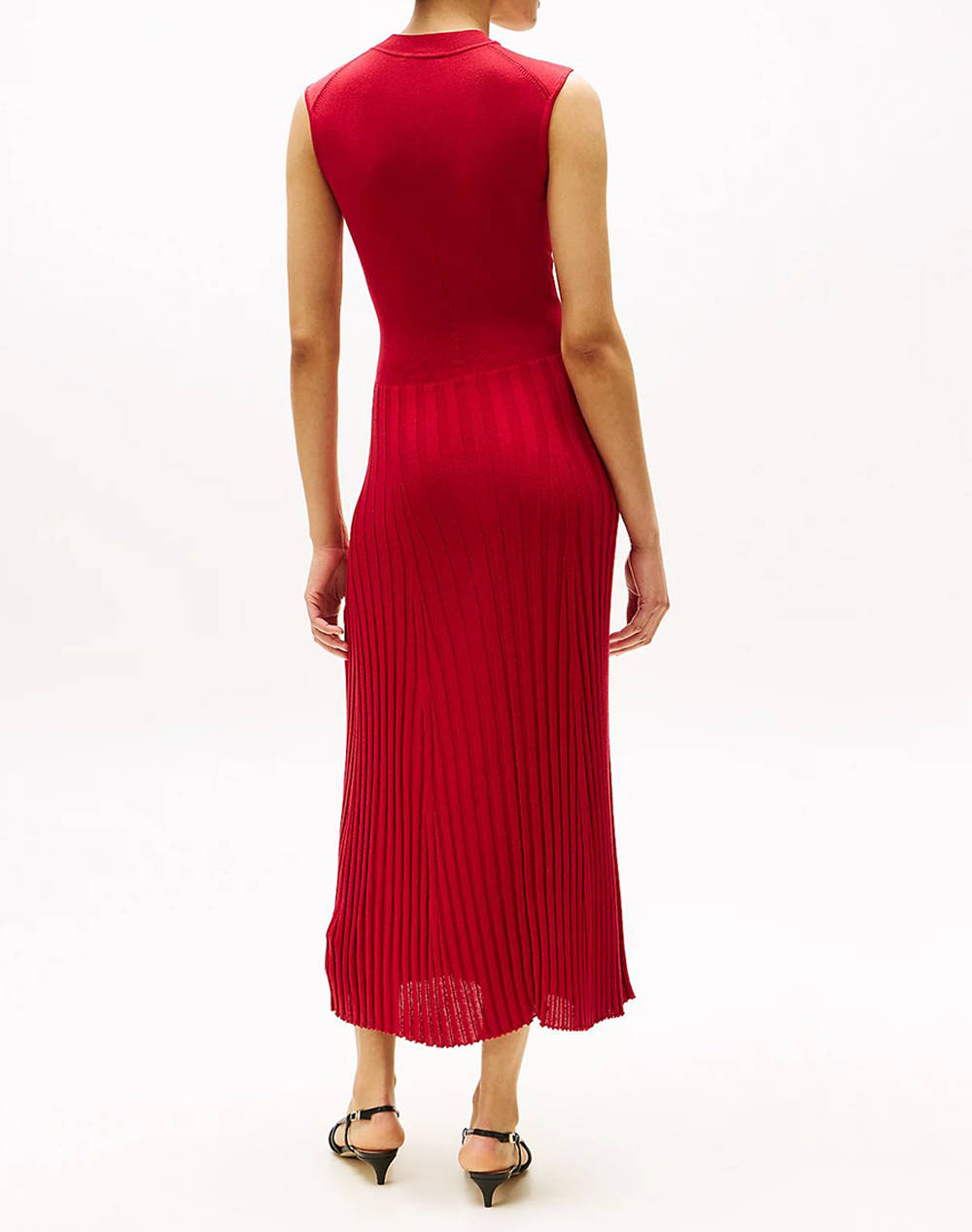 TOMMY HILFIGER LYOCELL SILK SL MOCK MIDI DRESS