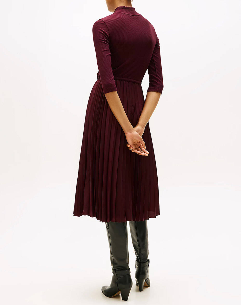 TOMMY HILFIGER SLIM 5X2 RIB MIX MIDI DRS