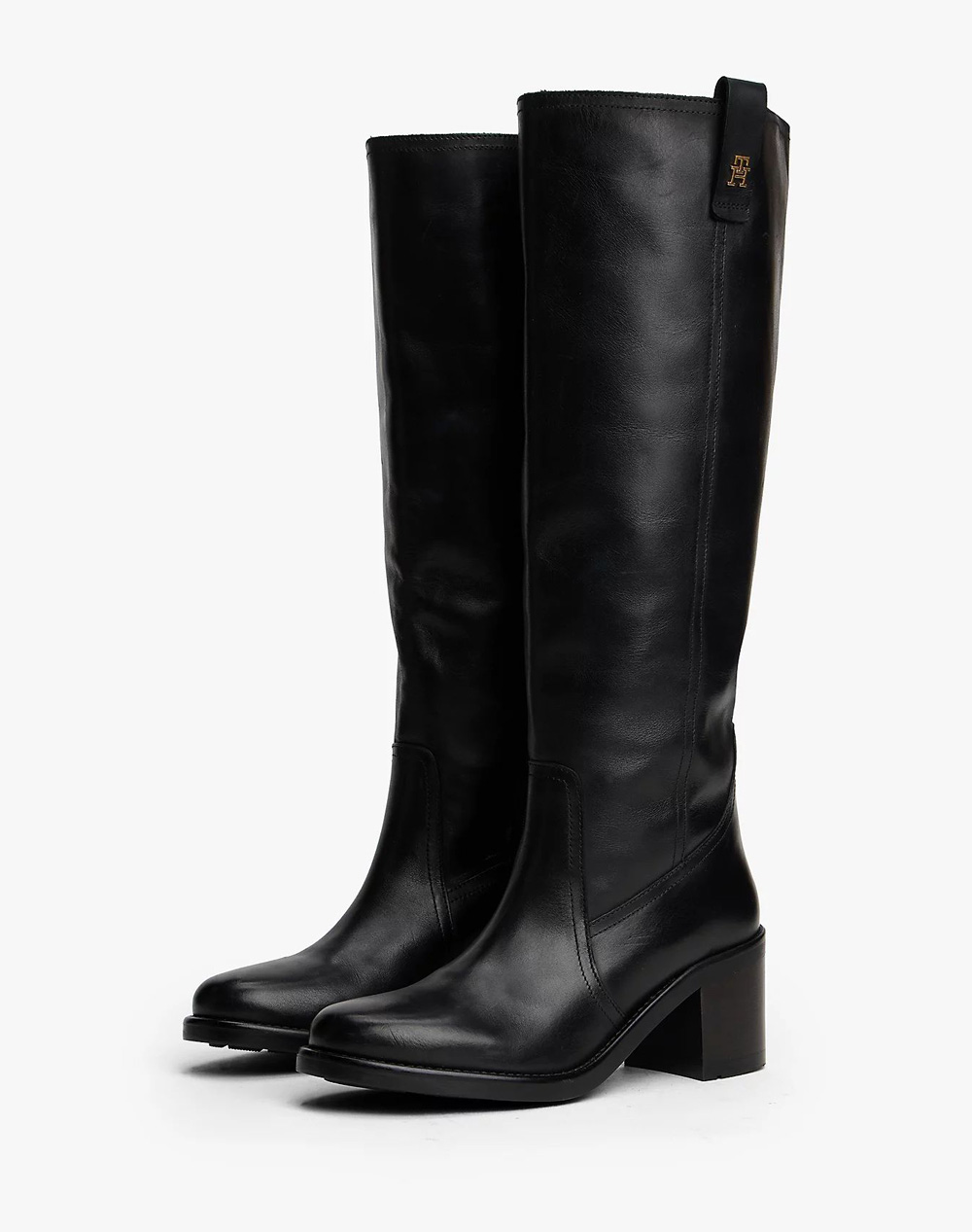 TOMMY HILFIGER RIDING LTHR LONG BOOT BLOCK HEEL