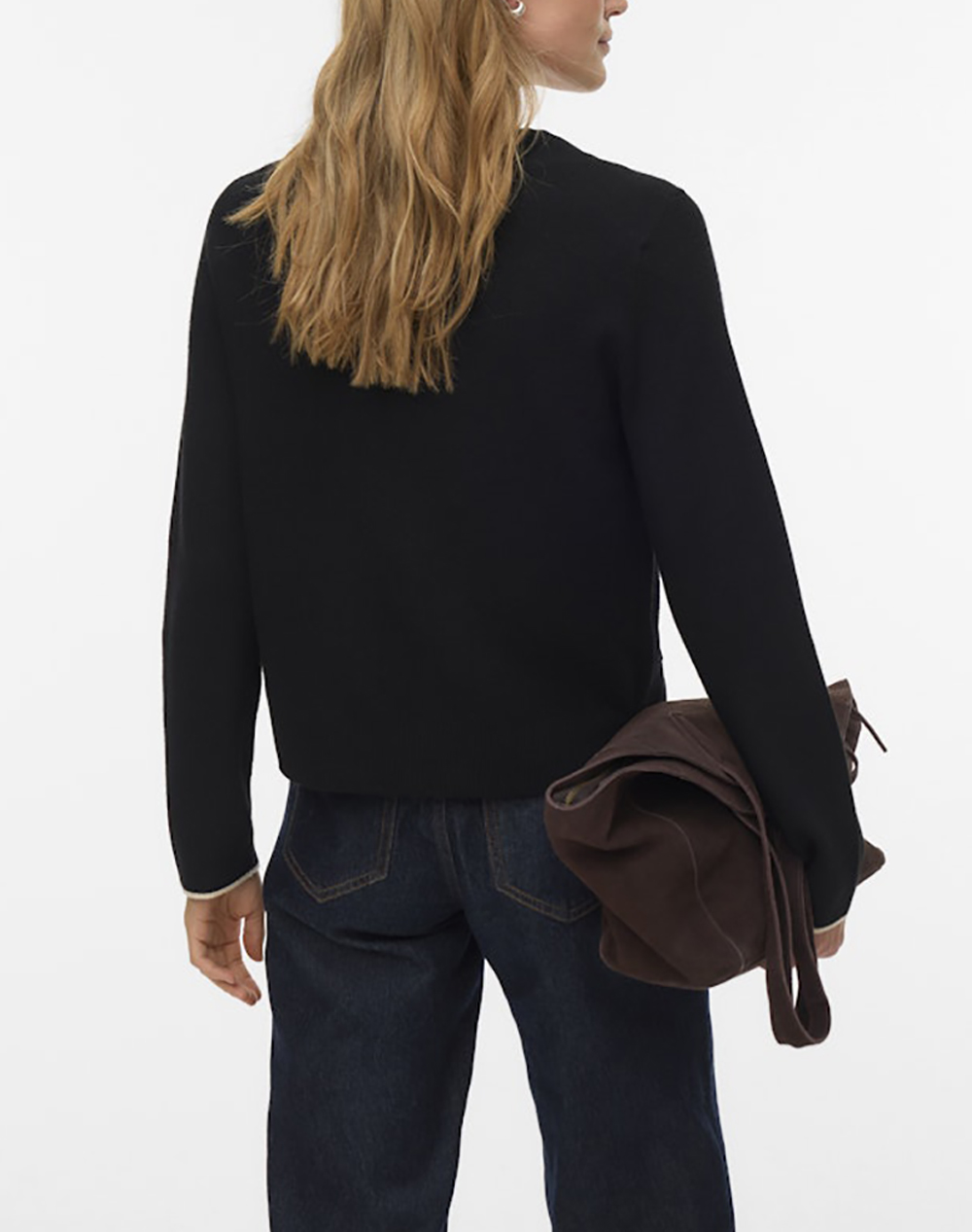 VERO MODA VMGOLD LS V-NECK CONTRAST CARDIGAN