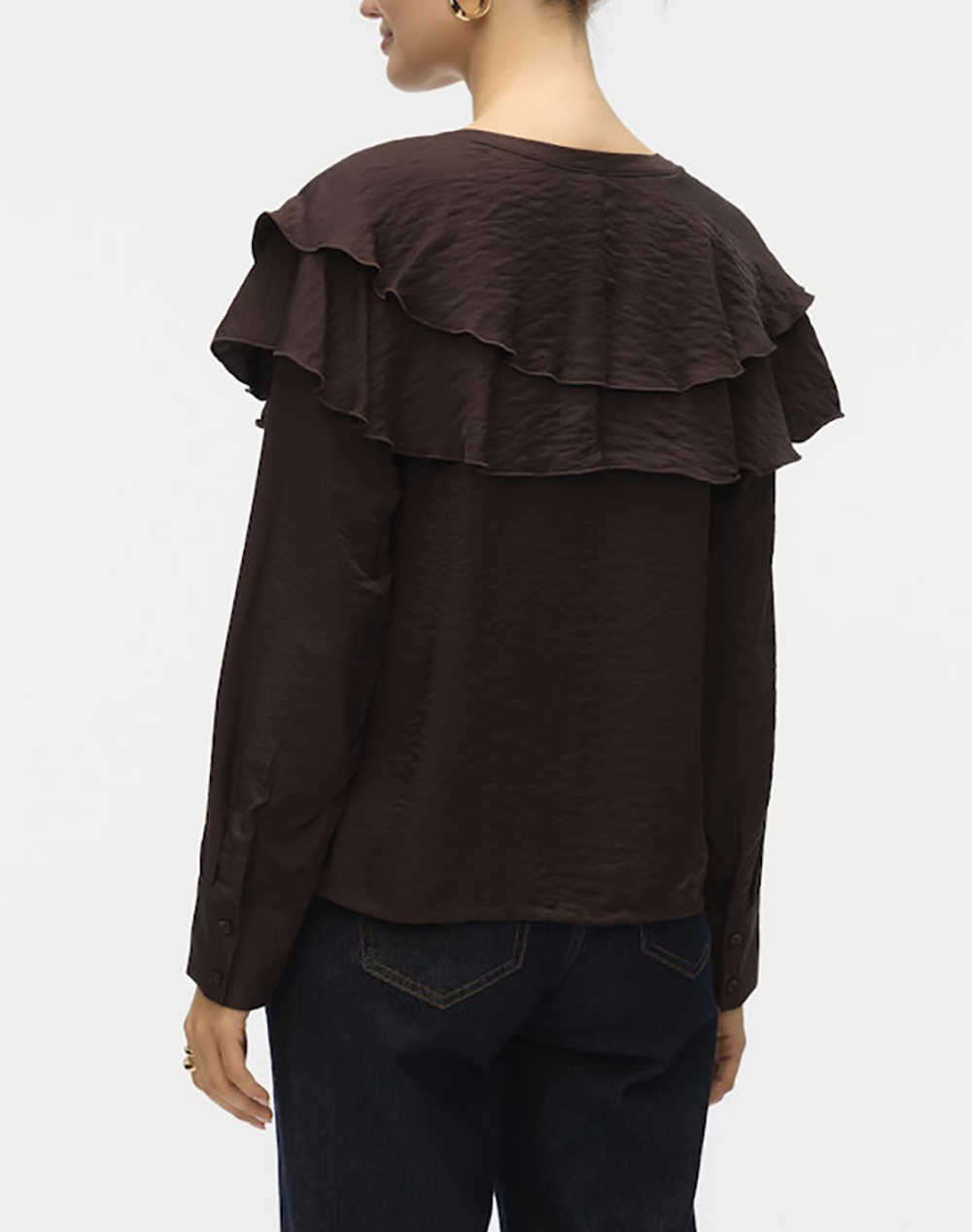 VERO MODA VMLIZZI LS FLOUNCE TOP WVN GA