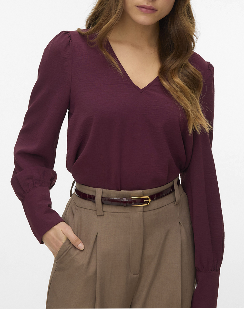 VERO MODA VMESME LS V-NECK TOP WVN GA
