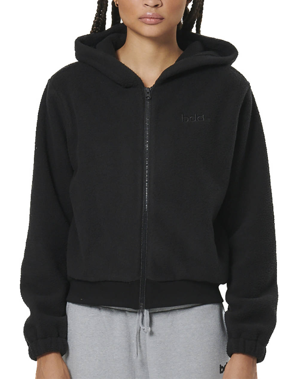 BODY ACTION WOMENS FULL-ZIP SHERPA FLEECE HOODIE