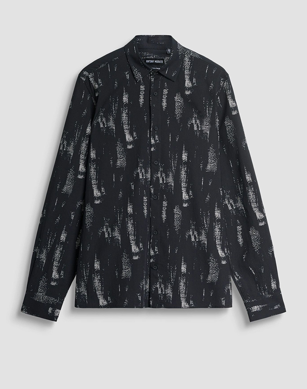ANTONY MORATO MMSL00614FA430650 MIN OF 6 SHIRT BARCELONA REGULAR STRAIGHT FIT IN PRINTED COTTON VISCOSE BLEND FABRIC WITH LOGOED METAL BADGE МЪЖКА ТЕНИСКА