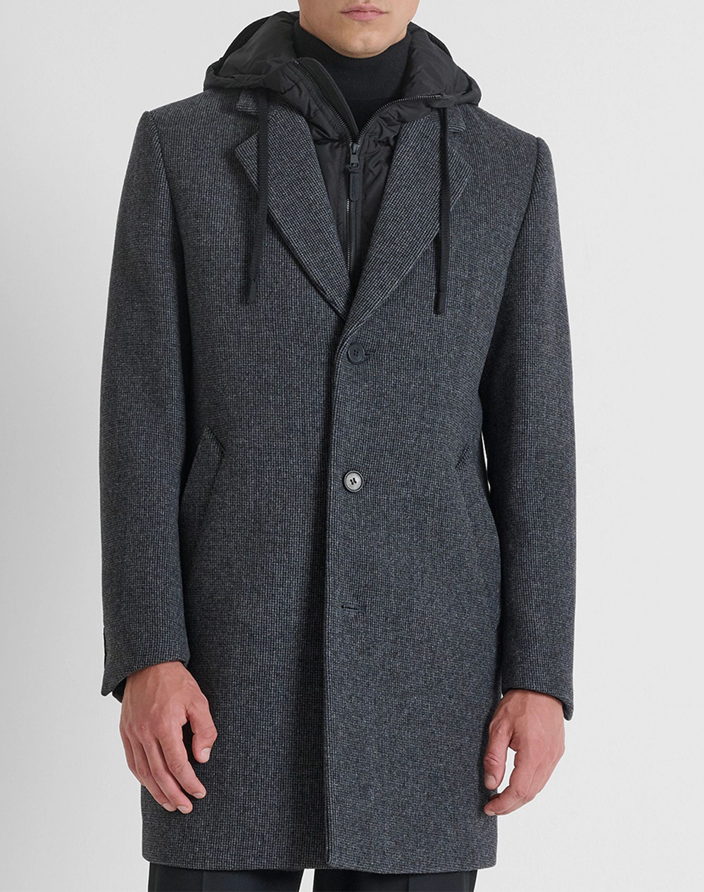 ANTONY MORATO MMCO00902FA550121 MIN OF 4 COAT REGULAR FIT IN WOOL VISCOSE BLEND FABRIC WITH DETACHABLE PART IN TECHNO FABRIC WITH ECOPADDING МЪЖКО ПАЛТО