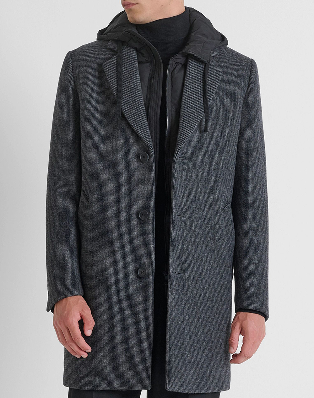 ANTONY MORATO MMCO00902FA550121 MIN OF 4 COAT REGULAR FIT IN WOOL VISCOSE BLEND FABRIC WITH DETACHABLE PART IN TECHNO FABRIC WITH ECOPADDING МЪЖКО ПАЛТО