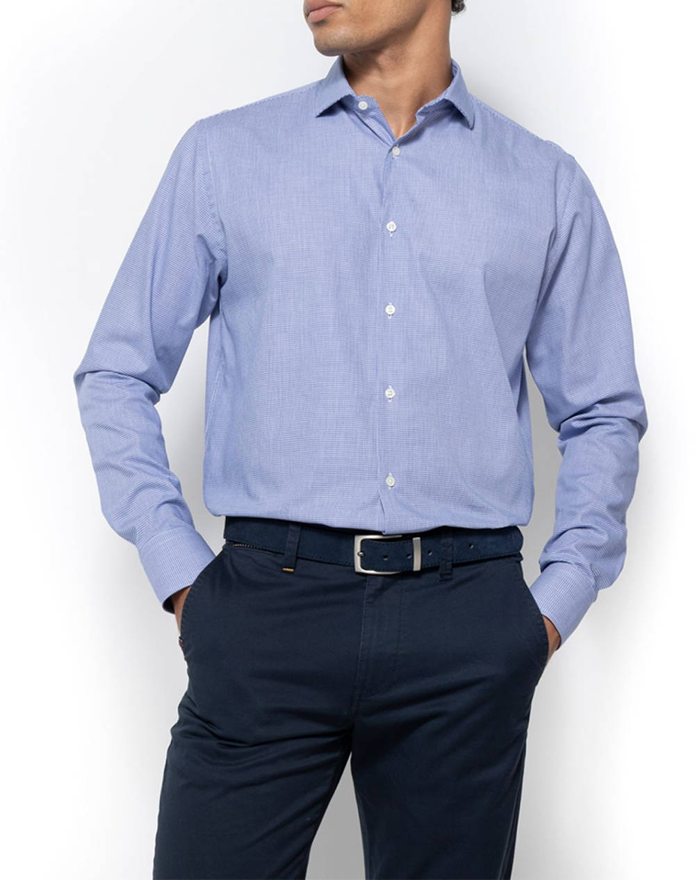 THE BOSTONIANS РИЗА CHESTER TWILL CUSTOM FIT Micro Check TWILL Semi-rex Custom FIT