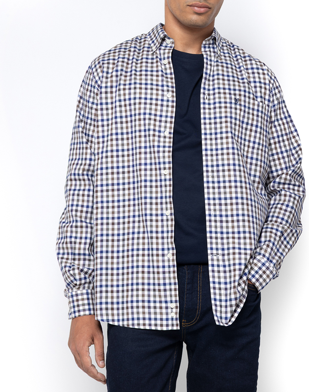 THE BOSTONIANS РИЗА MAVERICK TWILL REGULAR FIT MedCheck TWILL Button-down Regular FIT