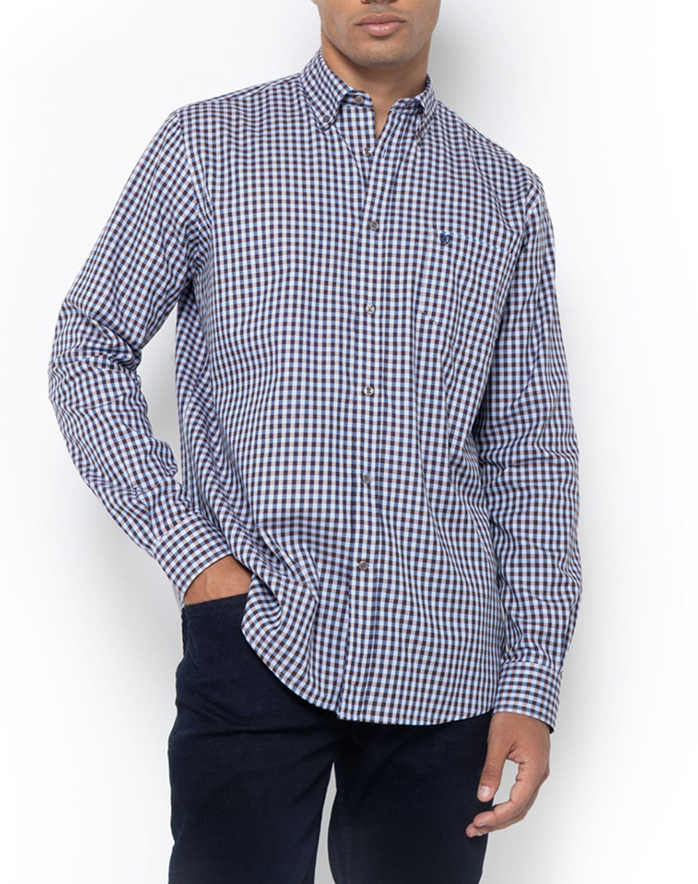 THE BOSTONIANS РИЗА MAVERICK TWILL REGULAR FIT MedCheck TWILL Button-down Regular FIT