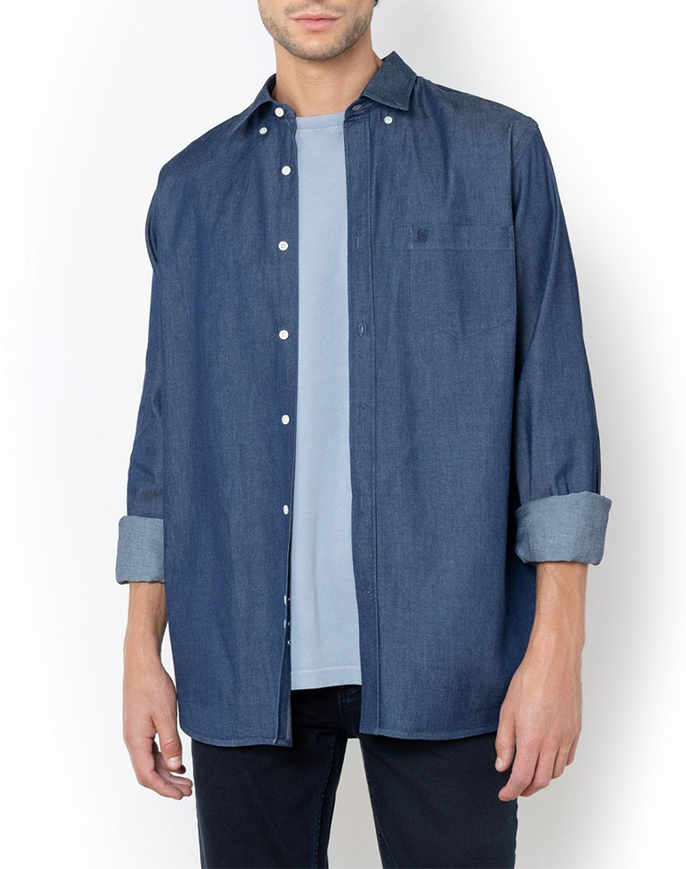 THE BOSTONIANS РИЗА DENIM REGULAR FIT Plain DENIM Button-down Regular Fit