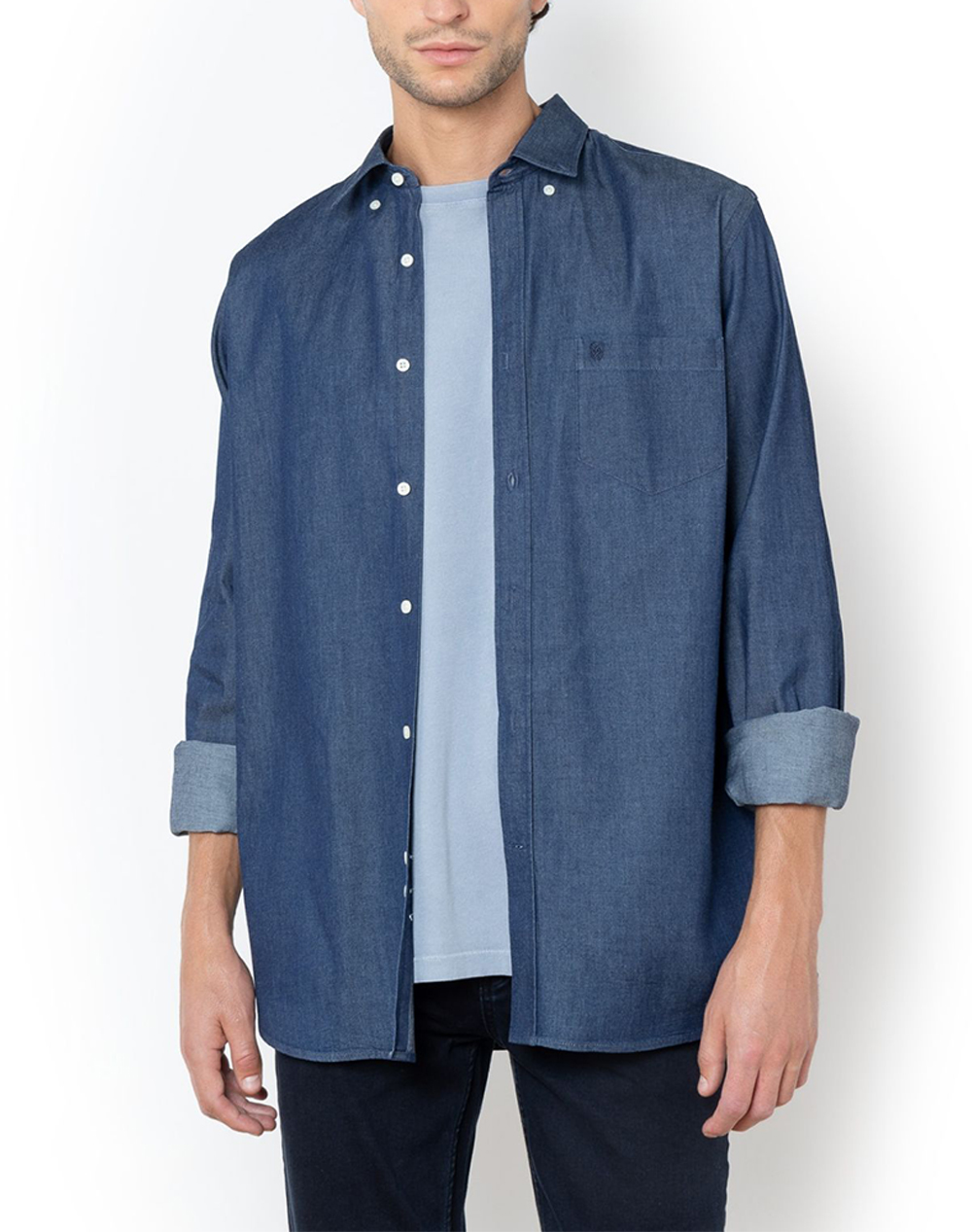 THE BOSTONIANS РИЗА DENIM REGULAR FIT Plain DENIM Button-down Regular Fit