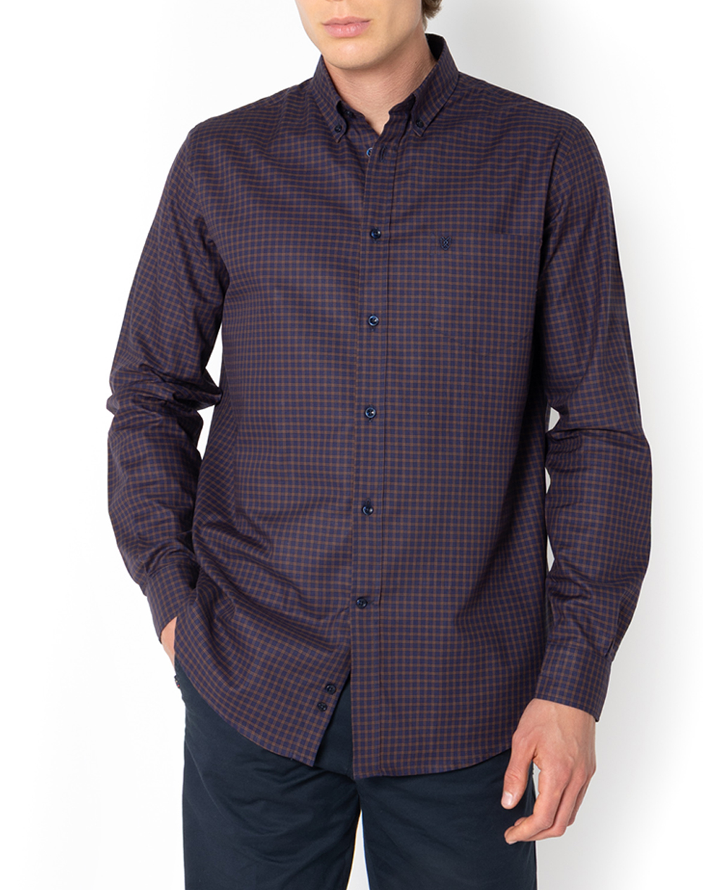THE BOSTONIANS РИЗА CHESTER TWILL REGULAR FIT MiniCheck TWILL Button-down Regular FIT