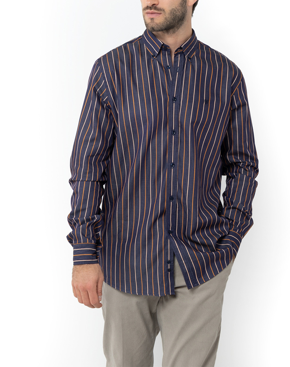 THE BOSTONIANS РИЗА ACORN TWILL REGULAR FIT Stripe TWILL Button-down Regular FIT