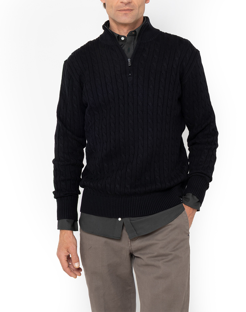 THE BOSTONIANS KNITTING HALF-ZIP REGULAR FIT