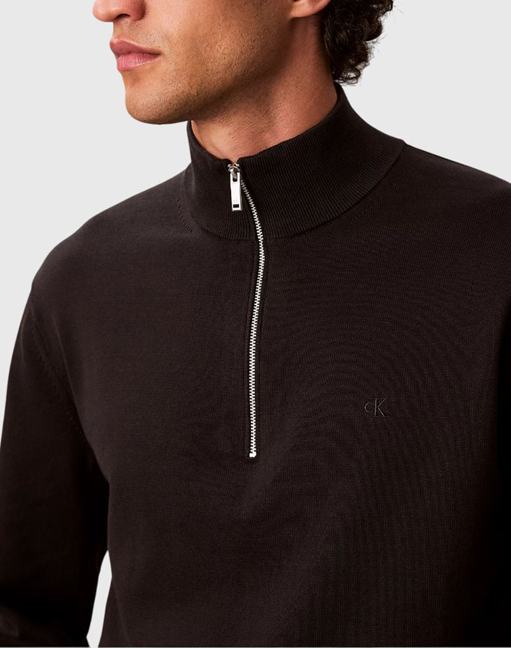 CALVIN KLEIN LS SUPIMA QTR ZIP SWEATER - 14GG