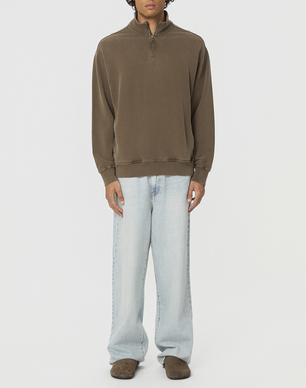 DIRTY LAUNDRY DROPPED SHOULDER HALF-ZIP CREWNECK