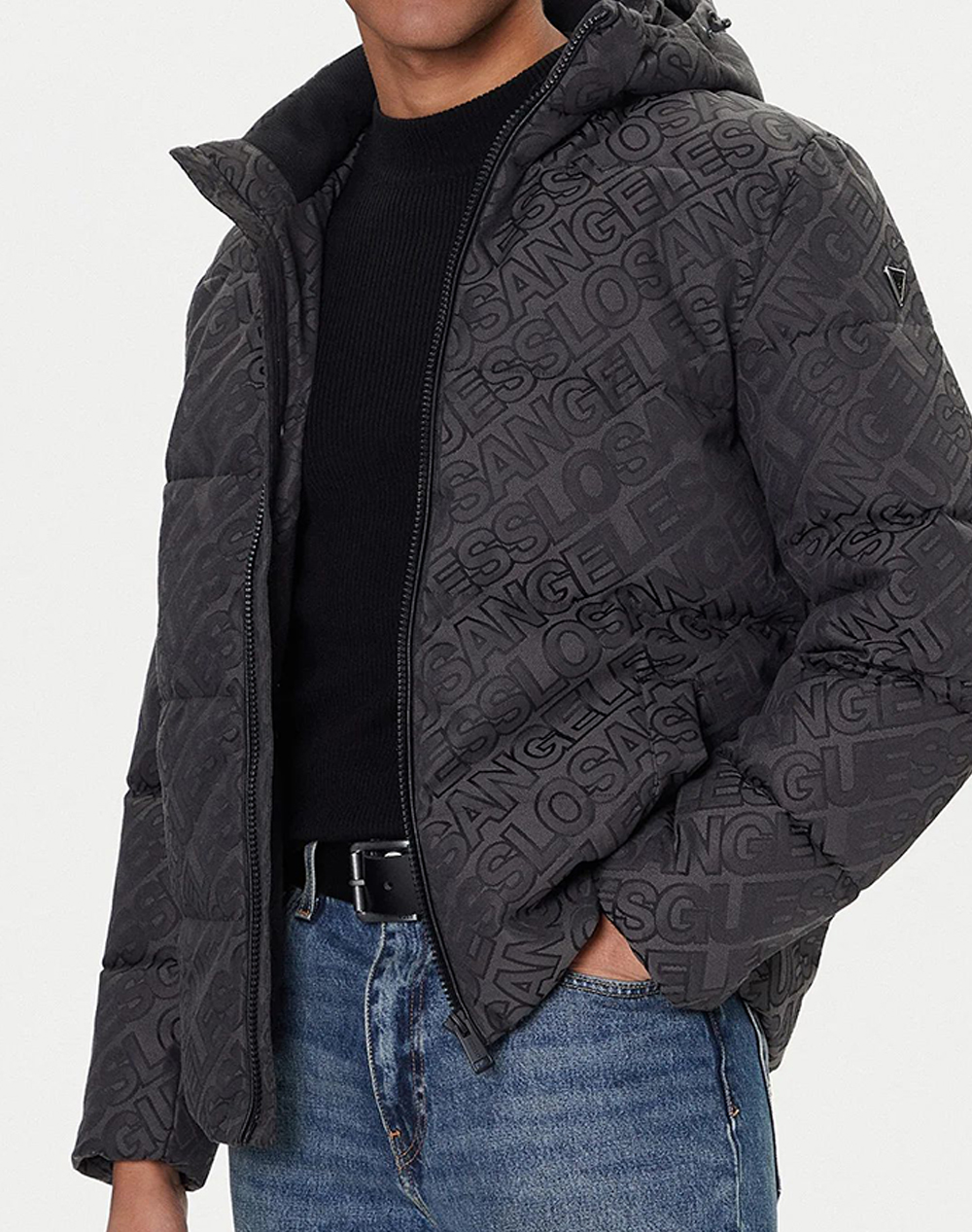 GUESS ALLOVER LOGO PUFFA MENS МЪЖКО ЯКЕ