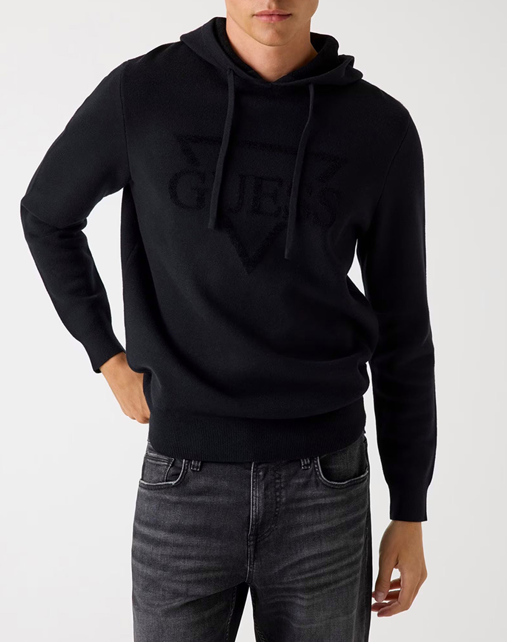 GUESS JOBY HOODIE FRENCH TERRY SWTR KNITTED MENS