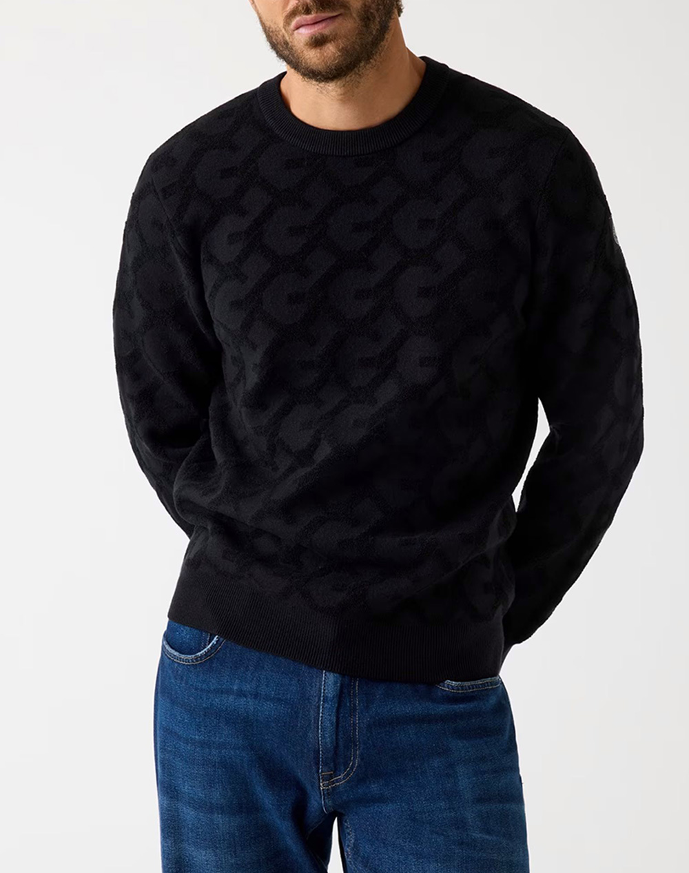 GUESS JOHN CN G CHAIN AO STITCH SWTR KNITTED MENS