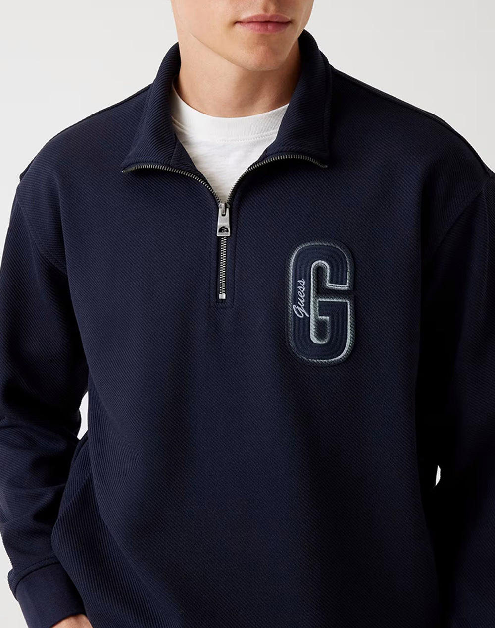 GUESS HARRIS TWILL ZIP MOCK NECK MENS SWEATSHIRT