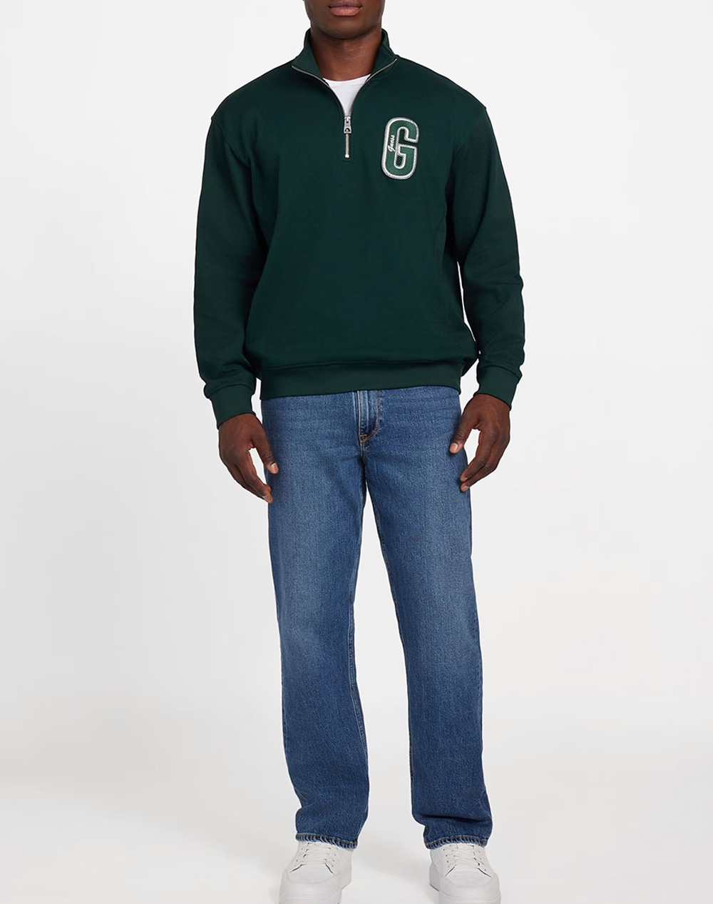 GUESS HARRIS TWILL ZIP MOCK NECK MENS SWEATSHIRT