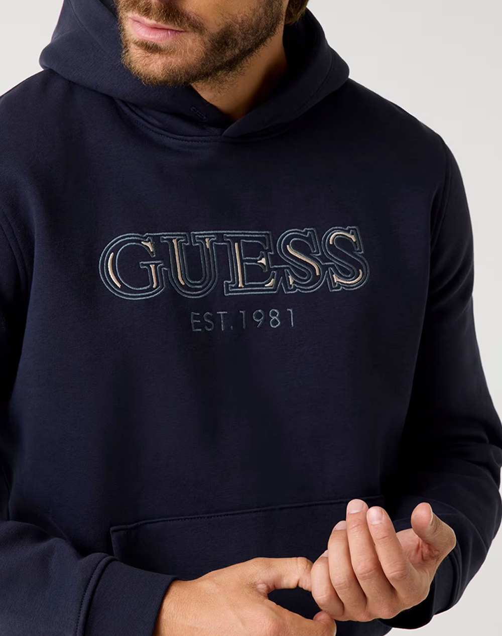 GUESS HOODED BASIC SWEATSHIRT MENS SWEATSHIRT