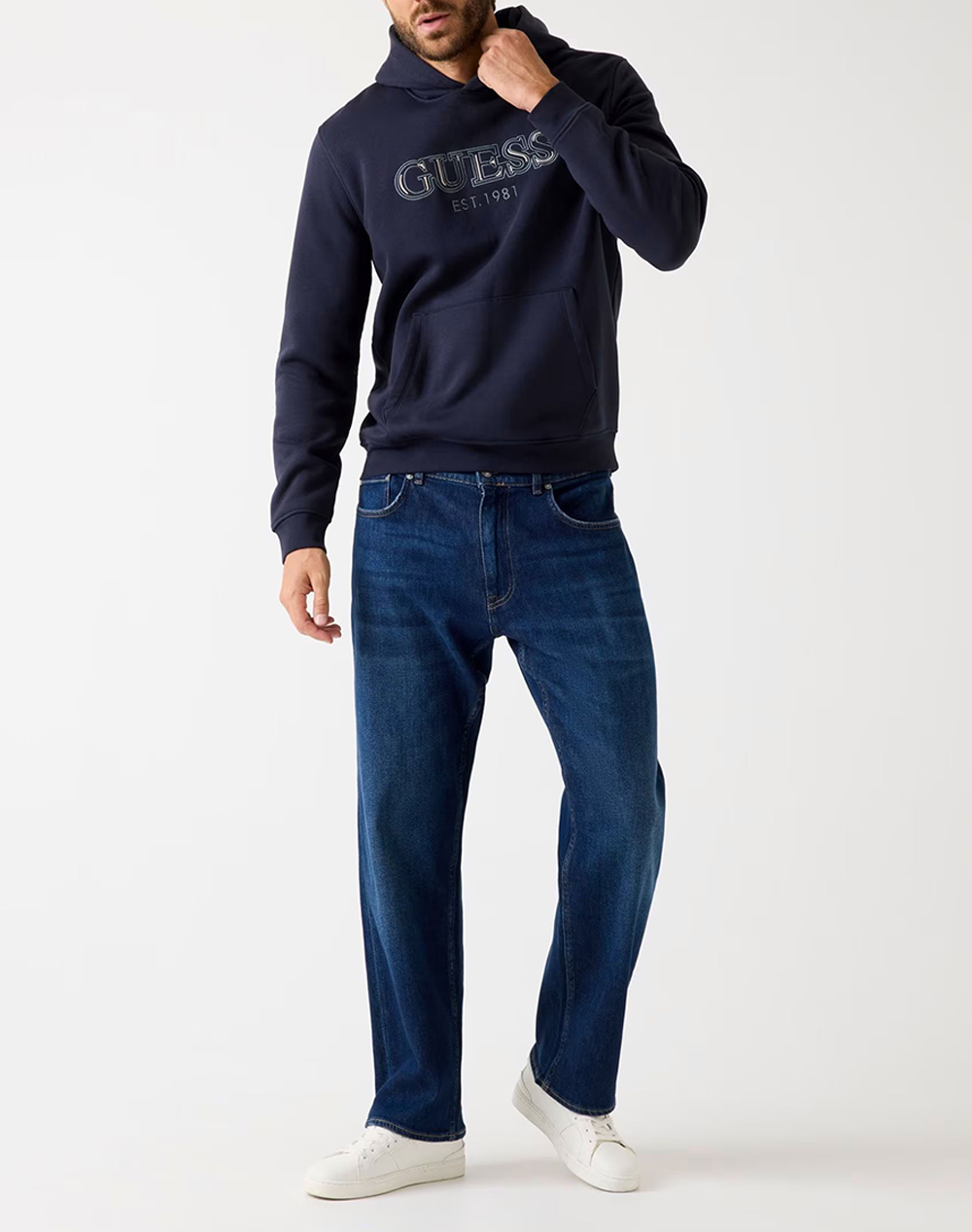 GUESS HOODED BASIC SWEATSHIRT MENS SWEATSHIRT