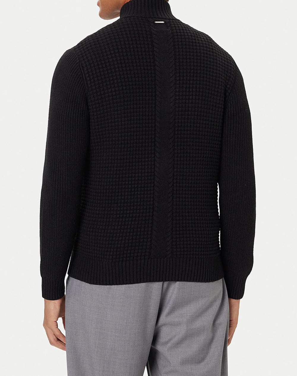 GUESS LS WAFFLE ZIP RYDER CARDIGAN KNITTED MENS