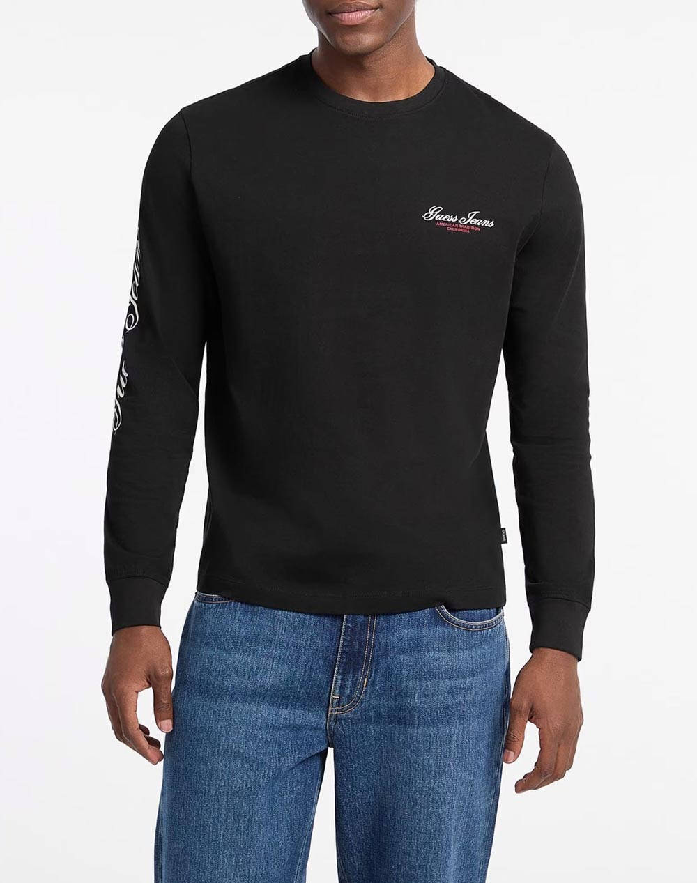 GUESS JEANS GJ CN LS REG PRINT ON SLEEVE МЪЖКА ТЕНИСКА
