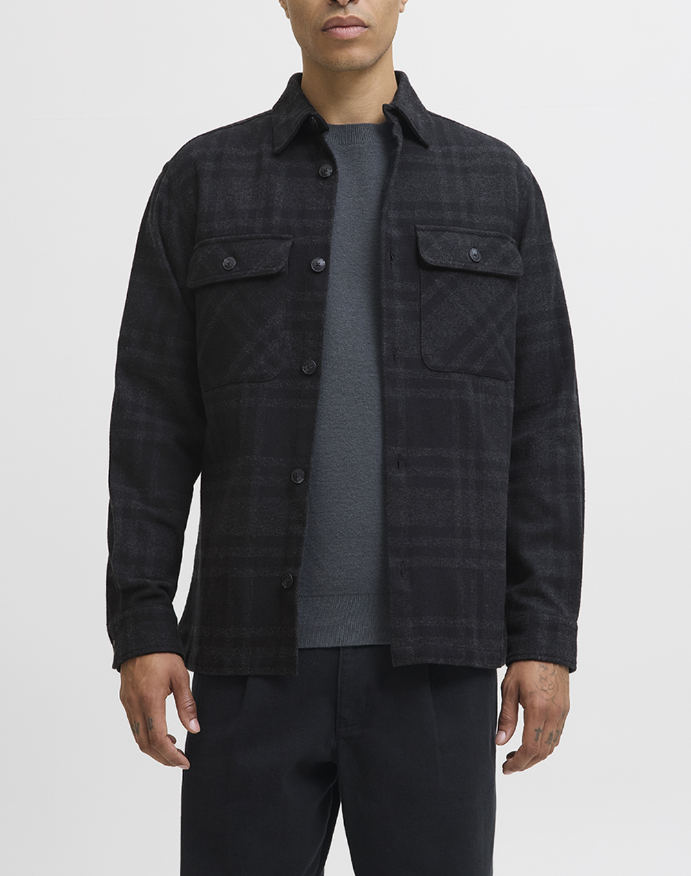JACK&JONES JPRRAYLE MELANGE CHECK L/S OVERSHIRT SN