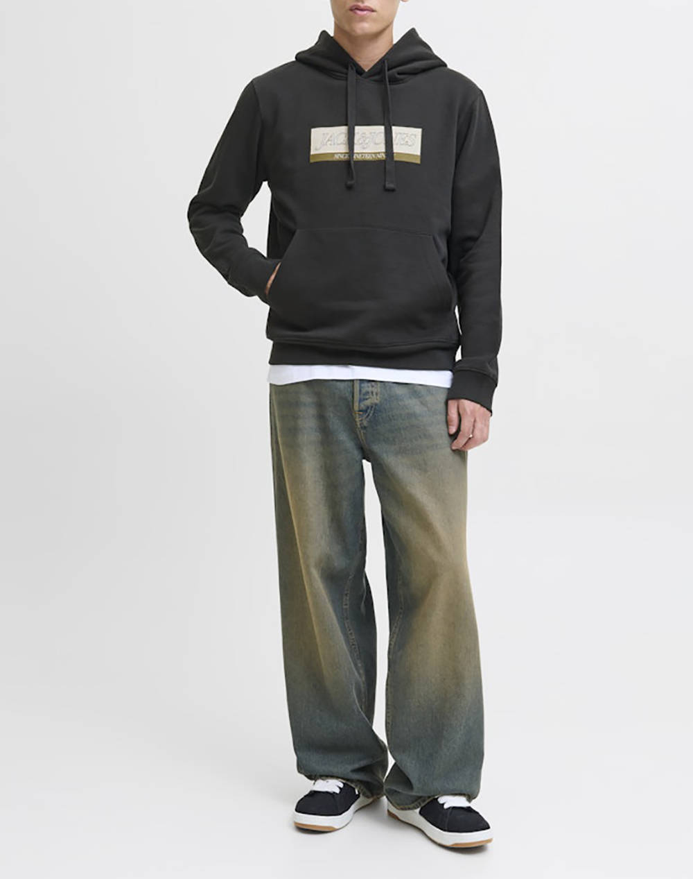 JACK&JONES JORINWOOD BLOCK BRANDING SWEAT HOOD