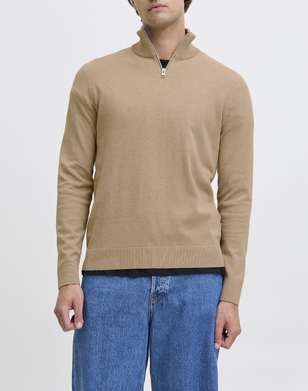 JJRE JREBCALLUM KNIT HALF ZIP SN