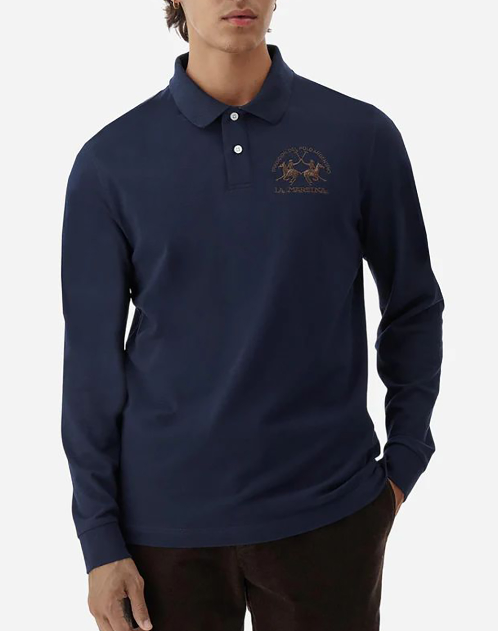 LAMARTINA BLOUSE ПОЛО MM MAN L/S POLO PIQUET STRETCH