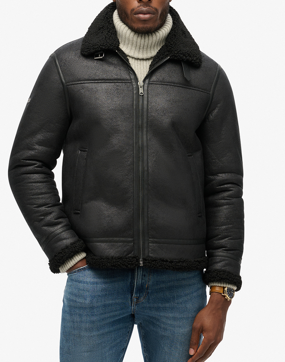 SUPERDRY D2 OVIN FAUX SHEARLING AVIATOR JACKET МЪЖКО ЯКЕ