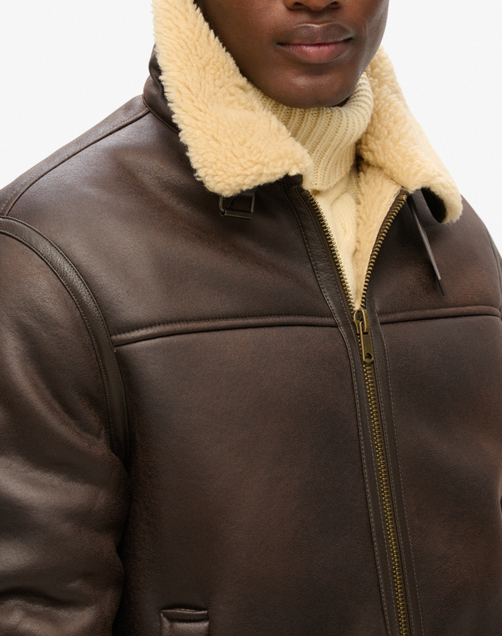 SUPERDRY D2 OVIN FAUX SHEARLING AVIATOR JACKET МЪЖКО ЯКЕ