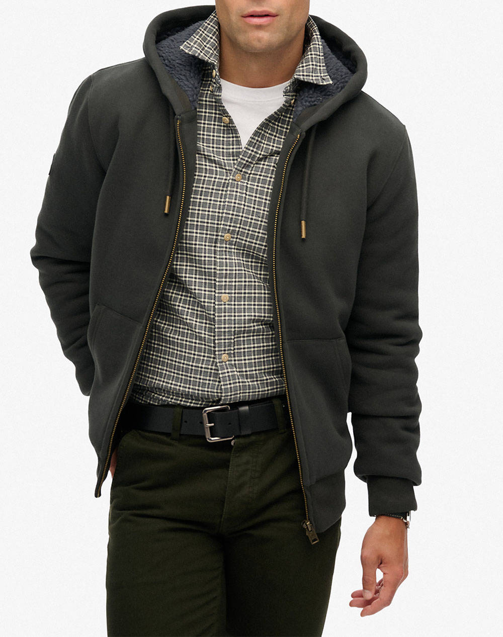 SUPERDRY D1 BORG LINED ZIPHOOD MENS SWEATSHIRT