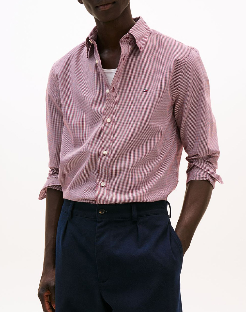 TOMMY HILFIGER FLEX POPLIN MICRO GINGHAM SHIRT