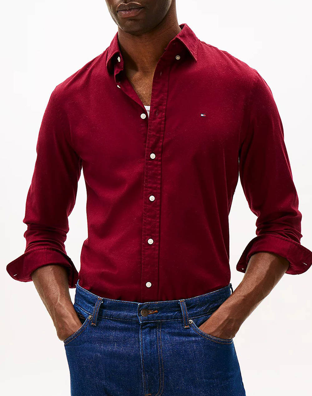 TOMMY HILFIGER FLEX FLANNEL SOLID RF SHIRT