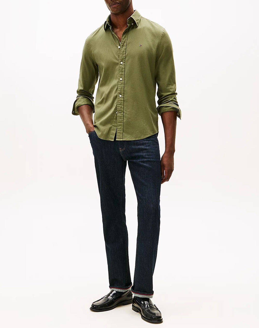 TOMMY HILFIGER FLEX FLANNEL SOLID RF SHIRT