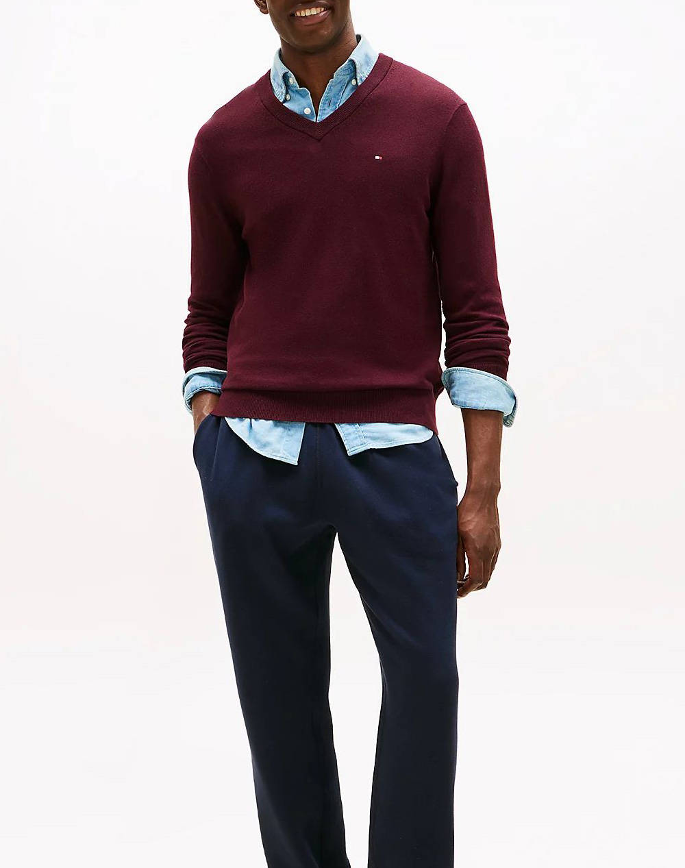 TOMMY HILFIGER PIMA ORG CTN CASHMERE V NECK