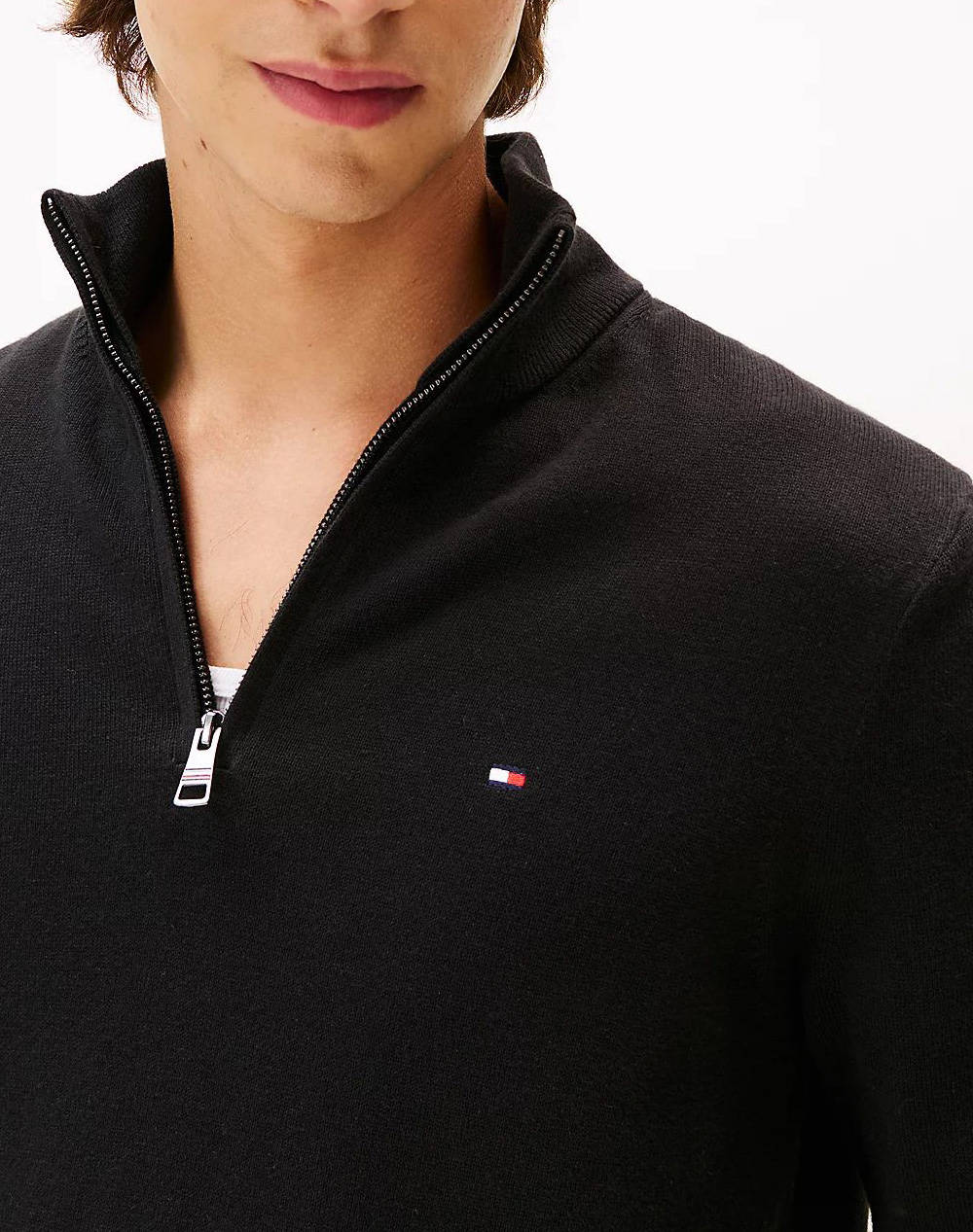 TOMMY HILFIGER PIMA ORG CTN CASHMERE ZIP MOCK
